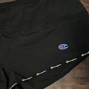 Champion Black Shorts with Blue and Red Logo